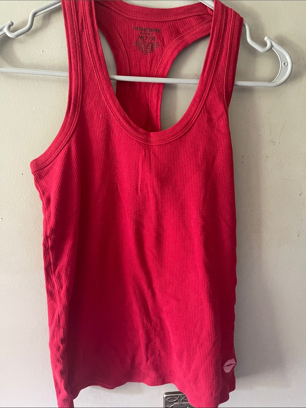 Women's Red Ribbed Racerback Tank Top